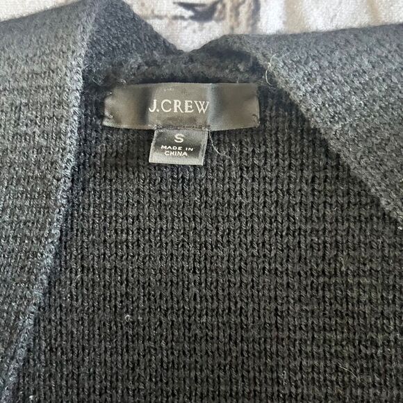 J. Crew Long Knit Vest-Jacket Wool Blend Black Cardigan Preppy Classic S Pockets - Picture 4 of 7